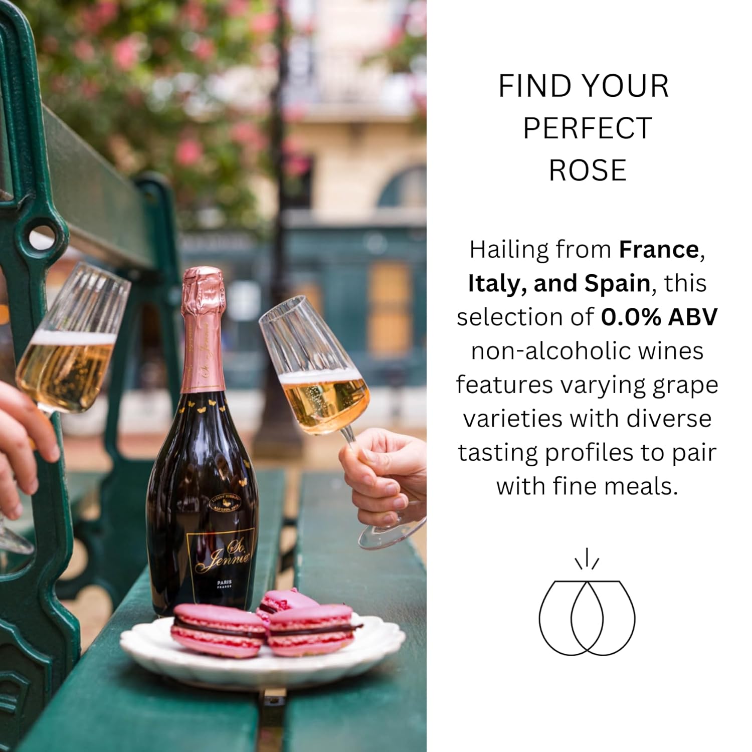 Non-Alcoholic Rosé Wine Sampler - 4 Bottles (25.4 Fl Oz Each) So Jennie Sparkling, Le Petit Chavin, Pierre Zéro Signature, Noughty Rose Sparkling (France, Germany)