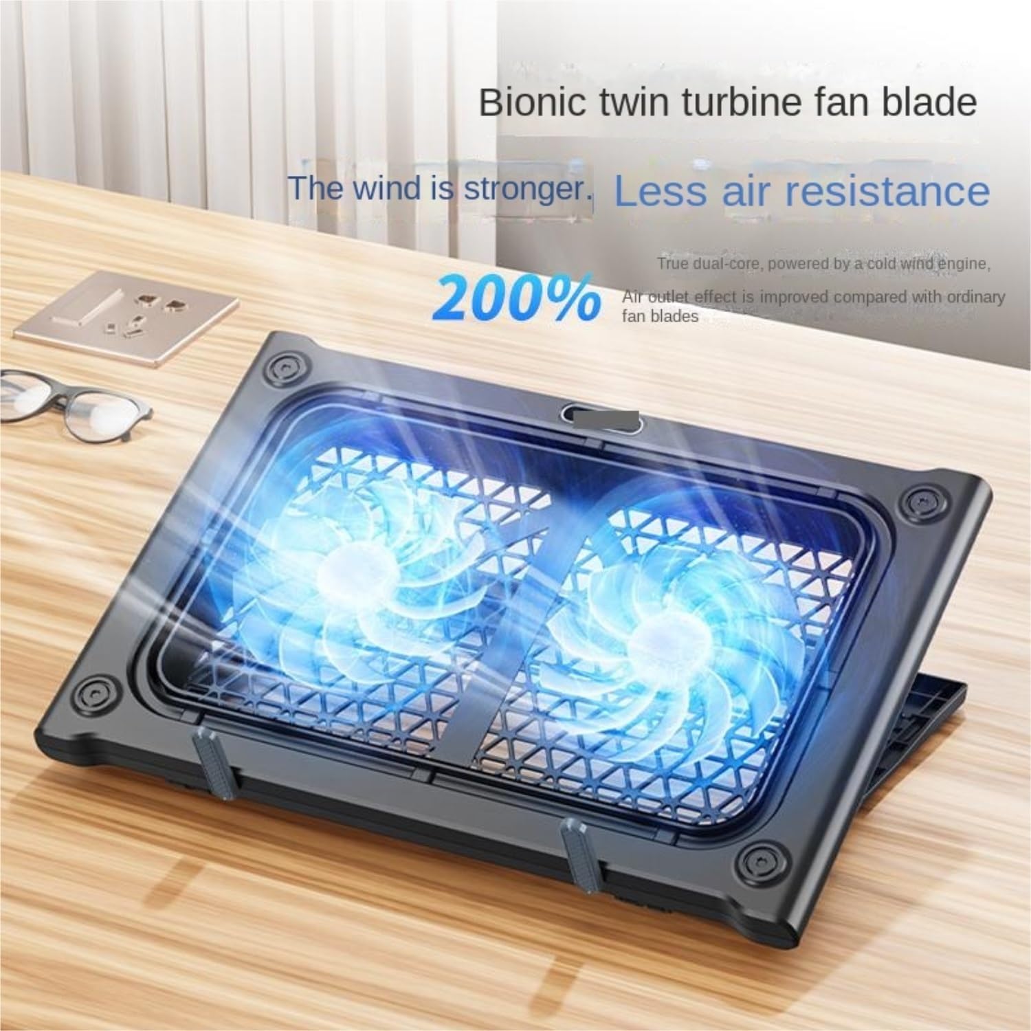 Base di raffreddamento da Gaming Base Di Raffreddamento For Notebook Con 2 Ventole E Due Porte USB Regolabili In Altezza per PC Notebook
