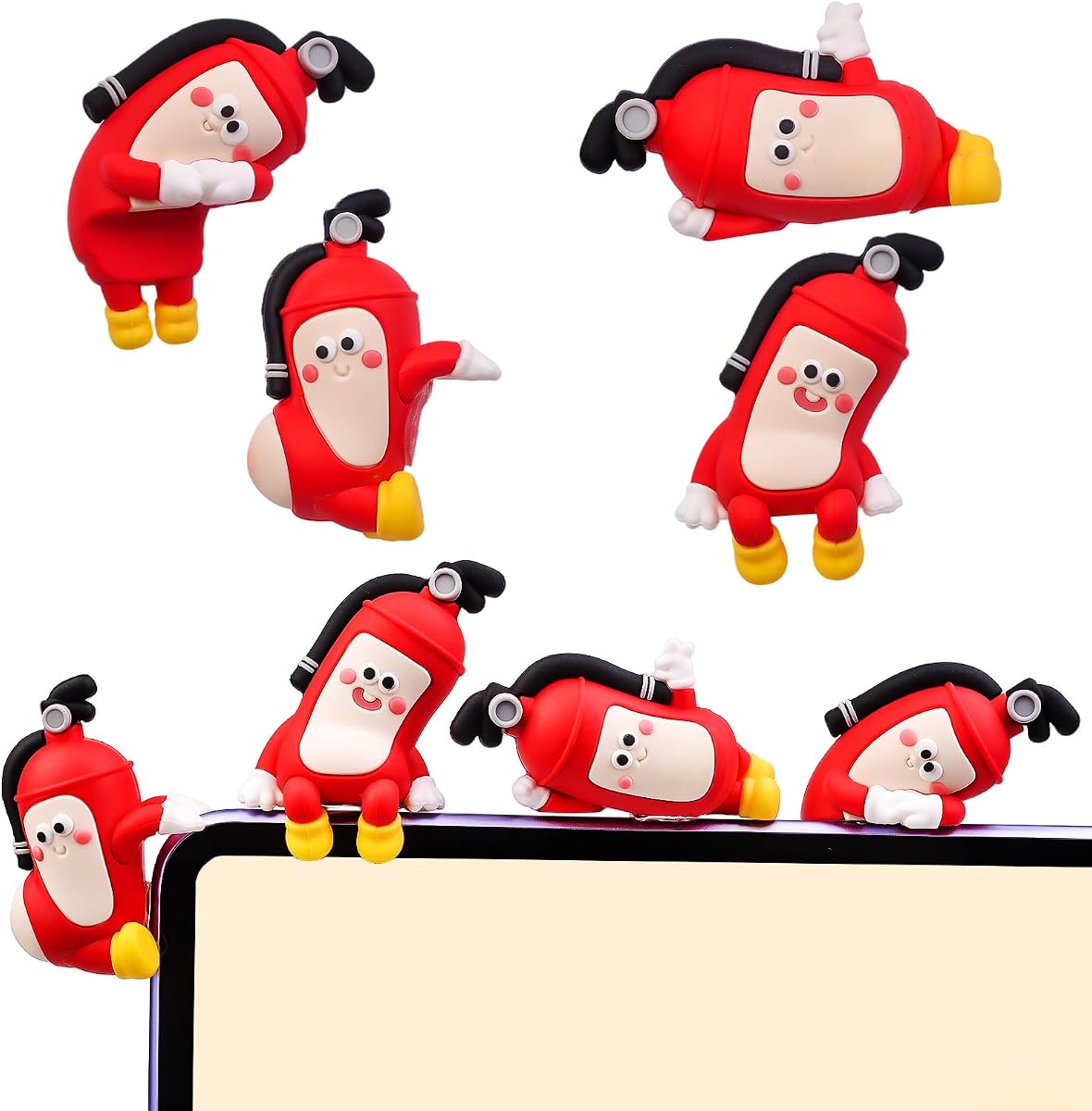 4PCS Fire Extinguisher Figurine Computer Monitor Decor for Car Dash | Mini Resin Fire Extinguisher Statues for Car Dashboard Funny & Creative Office Desk/TV/Photo Frame Decorations