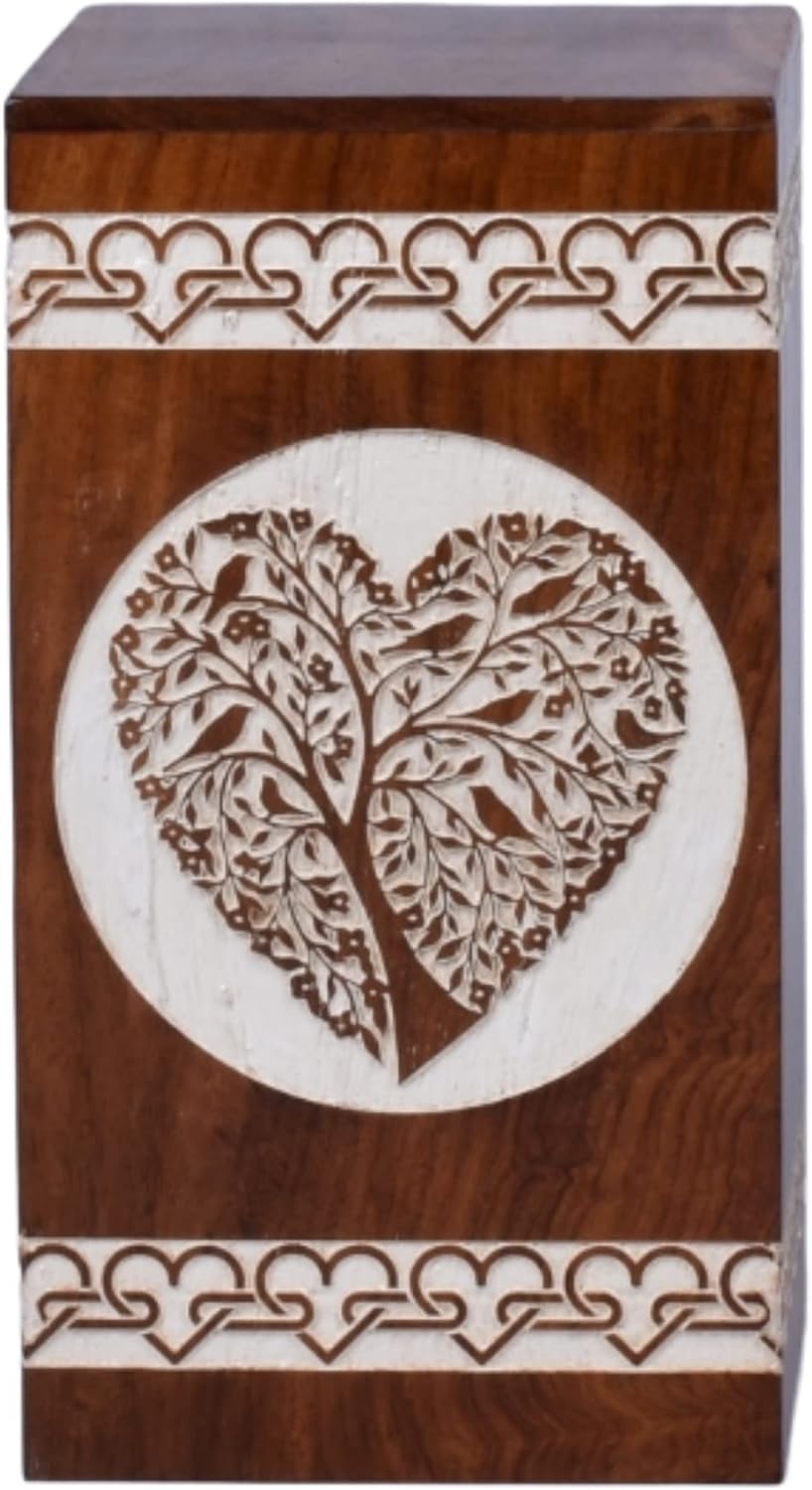 Rosewood Urn for Human Ashes - Tree of Life Wooden Box - Personalized Cremation Urn for Ashes Handcrafted Large Wooden Urn Box (Rosewood, M(9.5X5.5”) 180CU)