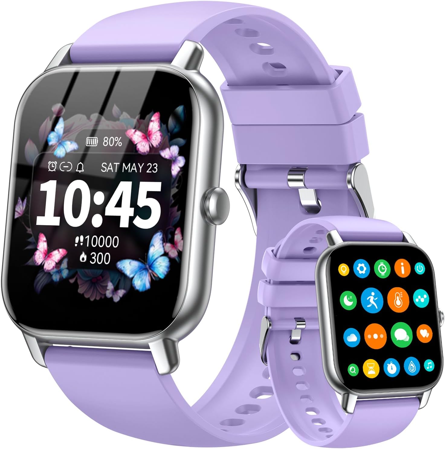 Smart Watch for Men Women,1.85 inch HD Screen Bluetooth Fitness Tracker Step Counter/Sleep Monitor,110+ Sports Modes,IP68 Waterproof Smart Watch Compatible with iPhone Samsung Android Phone, Purple Smart Watch for Men Women,1.85 inch HD Screen Bluetooth Fitness Tracker Step Counter/Sleep Monitor,110+ Sports Modes,IP68 Waterproof Smart Watch Compatible with iPhone Samsung Android Phone, Purple