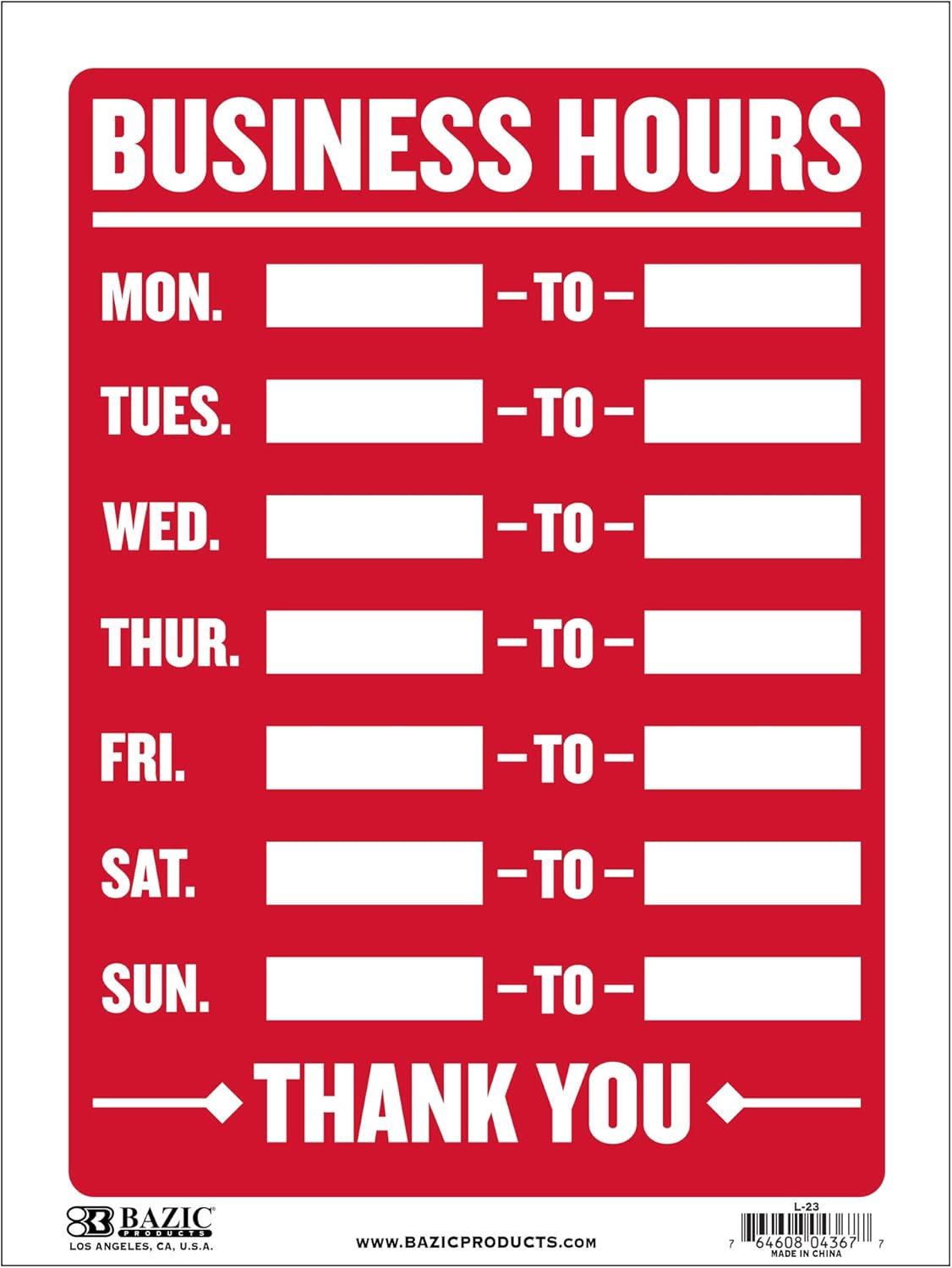 BAZIC Products Business Hours Sign 12"x16", Open Closed Signs Signage For Business Store Office Door Window Restaurants Bars Retail Salon Shop, 24-Pack