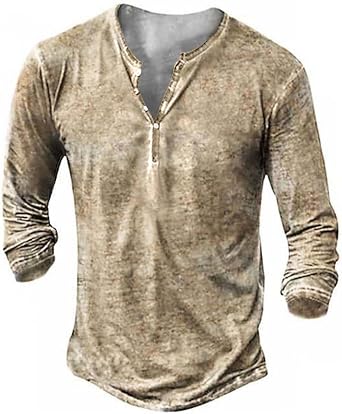 Beotyshow Mens Distressed Henley Shirts Short/Long Sleeve Button T-Shirt Slim Fit Cotton Casual Shirt