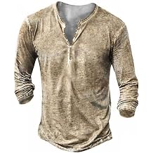 Beotyshow Mens Distressed Henley Shirts Short/Long Sleeve Button T-Shirt Slim Fit Cotton Casual Shirt