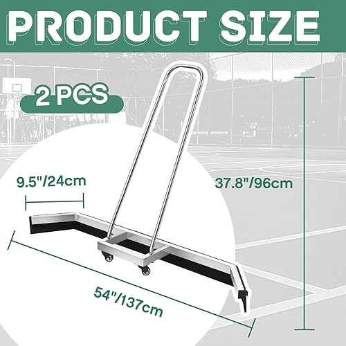 Miniatura 9 de Escoba para cancha de tenis 53.94 x 9.45 x 37.8 pulgadas, escoba comercial con mango y ruedas, removedor de agua profesional, accesorios deportivos