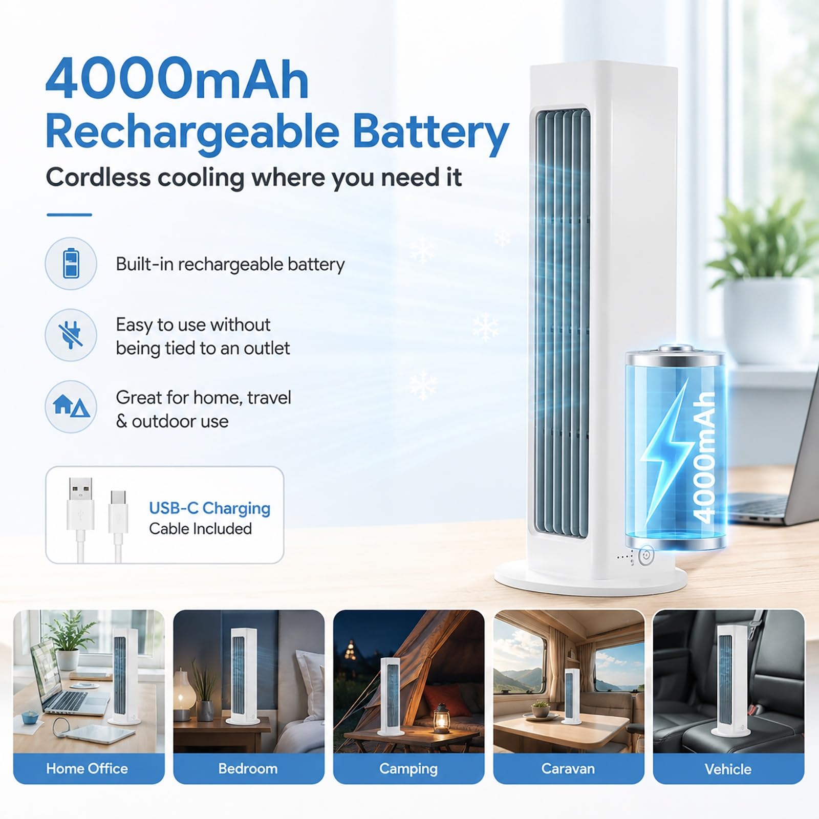 Ventilador Aire Acondicionado Portátil, Climatizador Evaporativo