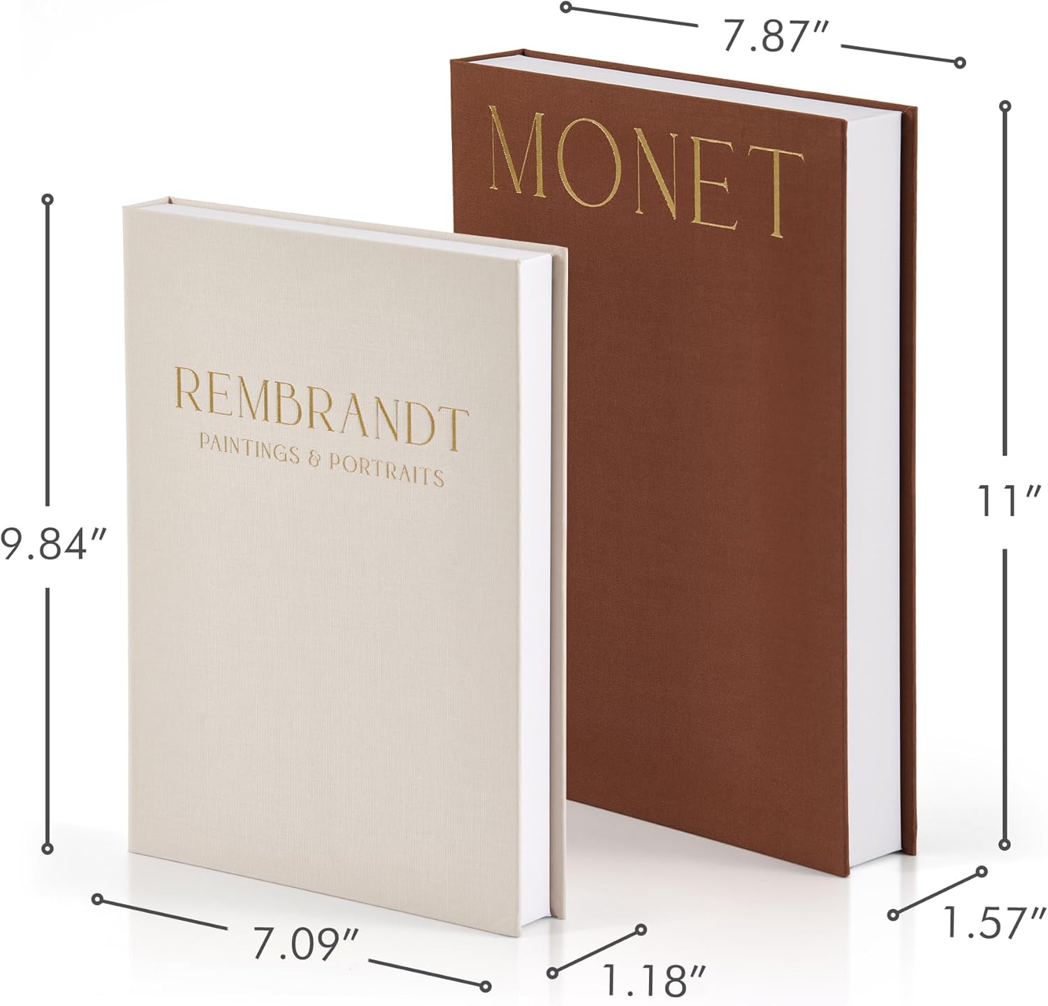 Beautiful Decorative Books - Set of 2 Linen Boxes Enhance Your Coffee Table, Bookshelf or Mantel Decor - Aesthetic Fake/Faux Books for Modern Home Decoration, Photo Storage and as a Keepsake Box