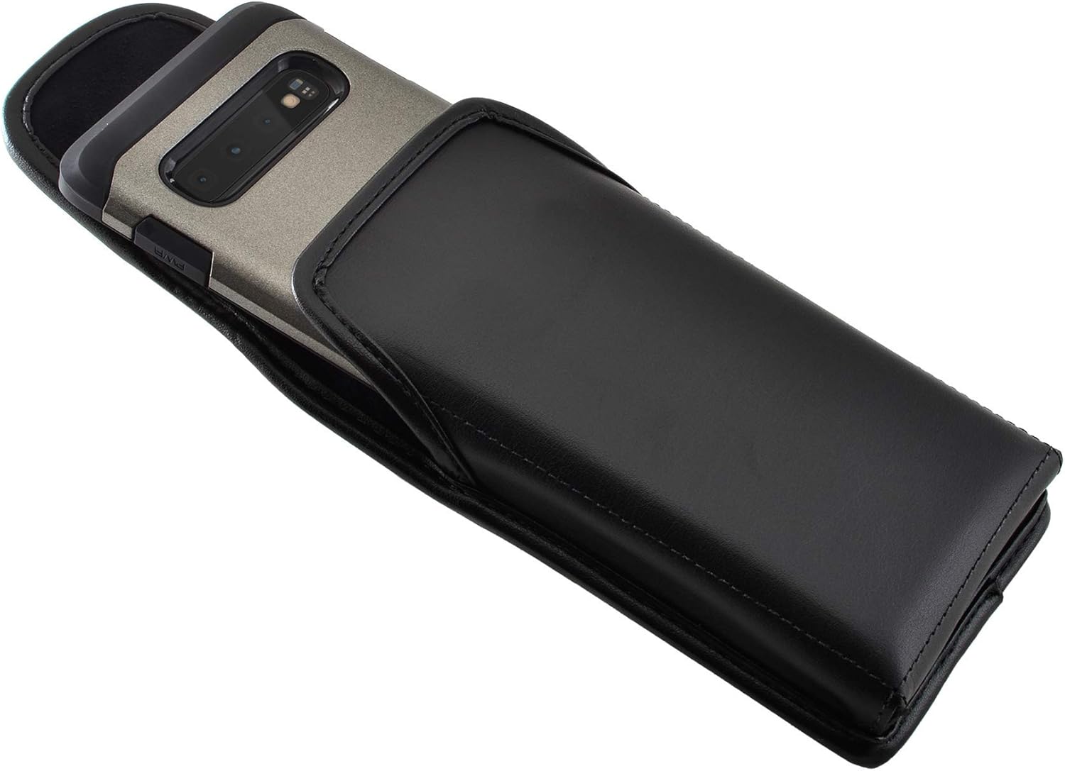 Galaxy S10 Holster, Turtleback Vertical Galaxy S10 Belt Case, Black Leather Pouch with Executive Belt Clip,