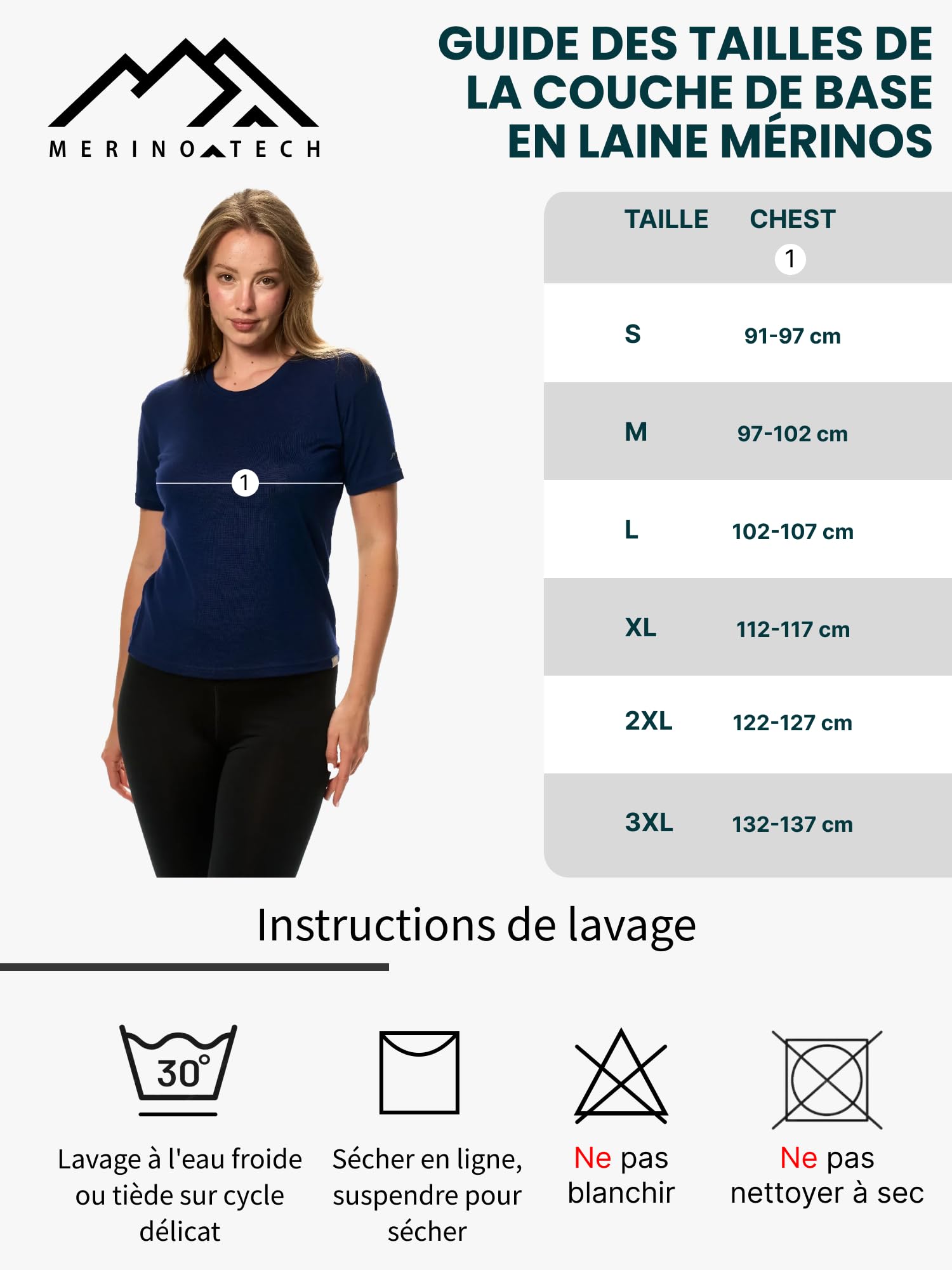 Merino.tech T-Shirt en mérinos pour Femme + Chaussettes de randonnée gratuites – Léger, Respirant и Anti-Odeur