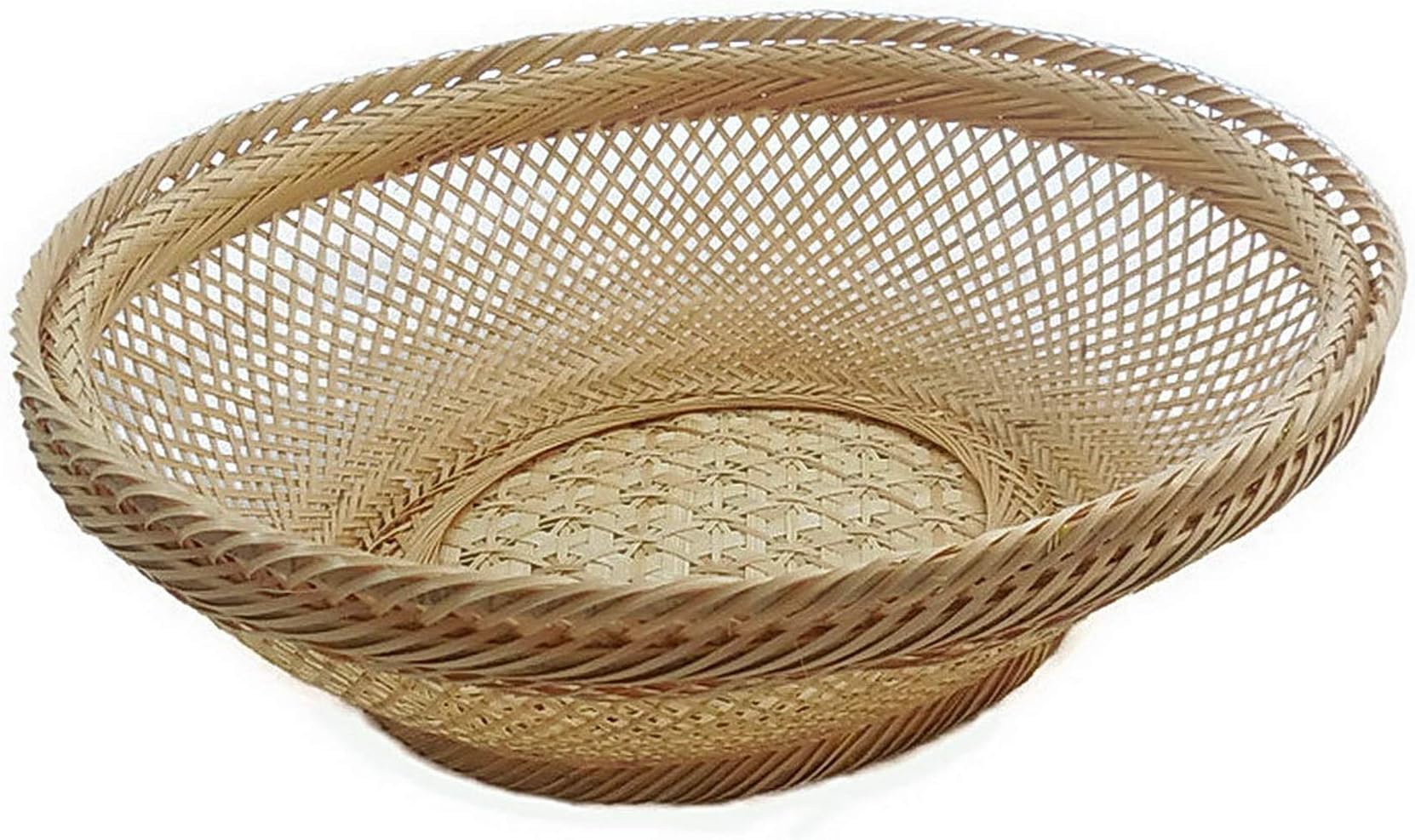 Woven Bamboo Basket Decorative Storage Oval Wicker Basket Tray