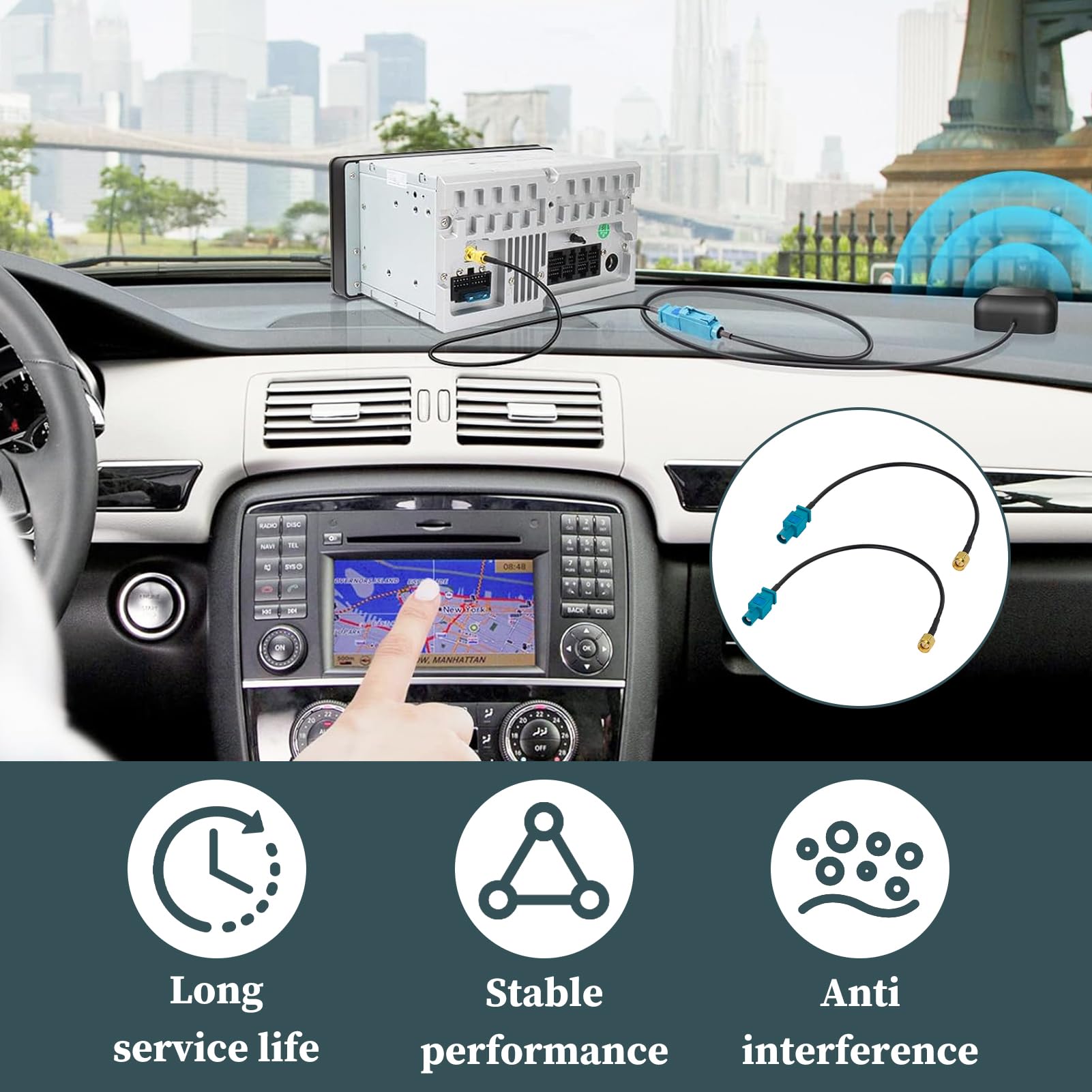 2 sztuki Fakra Z męski na SMA męski adapter anteny samochodowej 15 cm do nawigacji GPS, radia FM Am, Sirius XM, radio cyfrowe Dab, telematyka 4G LTE, złącze koncentryczne RG174, moduł Bluetooth