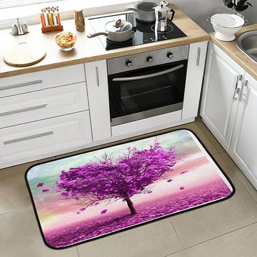 Purple Maple Tree Kitchen Rugs and Mats, Non Skid Absorbent Resist Dirt Kitchen Mat Runner Comfort Standing Floor Mat 39"x20" for Kitchen Bathroom