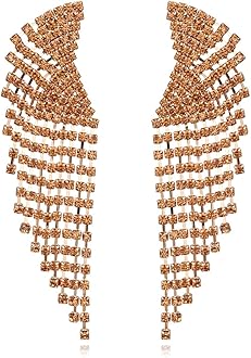 mecresh Silver Rhinestone Crystal Bridal Chandelier Long Tassels Dangle Earrings for Wedding