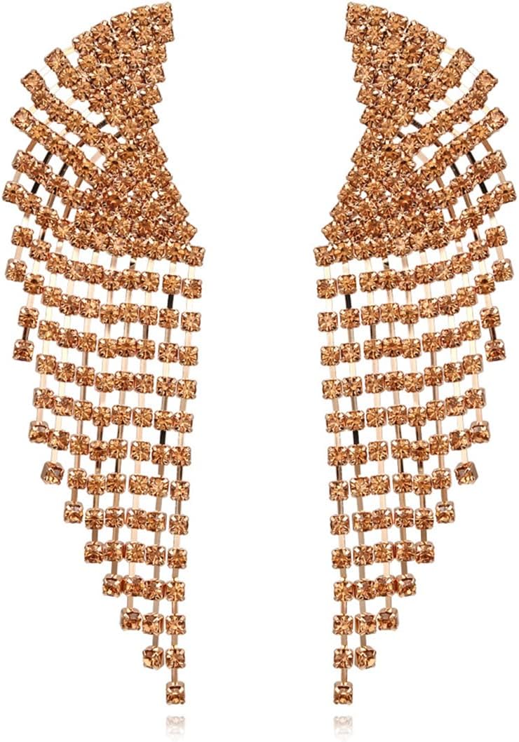 mecresh Silver Rhinestone Crystal Bridal Chandelier Long Tassels Dangle Earrings for Wedding