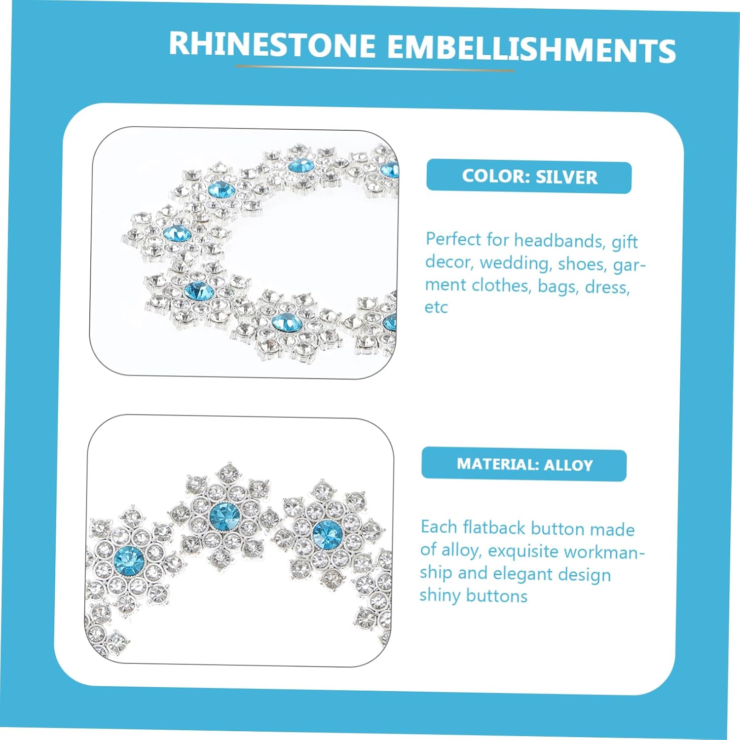 DOITOOL DIY Rhinestone Flower Plate Hair Accessories 30pcs Flatback Flower Charms for Jewelry Embellishment