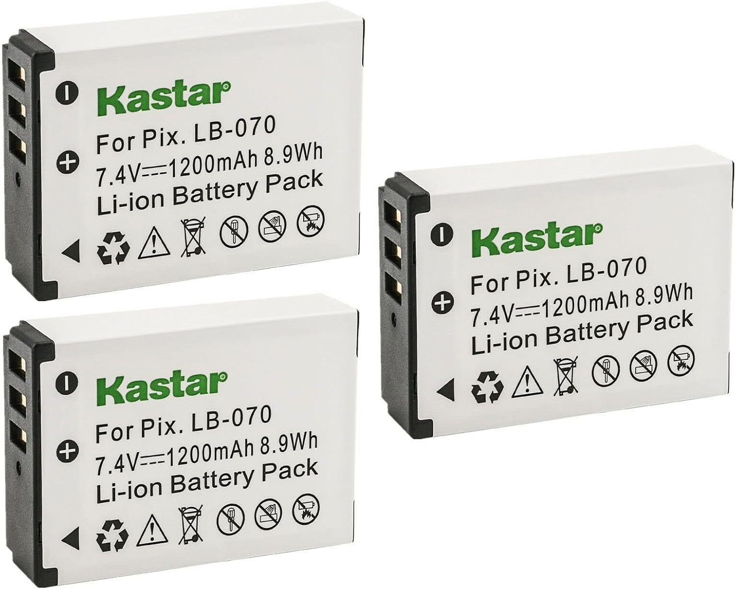 Kastar LB-070 Battery 3-Pack Replacement for Kodak Pixpro AZ901, Pixpro AZ901 Astro Zoom, Kodak PIXPRO S1, Kodak PIXPRO S-1, MN67Z 20MP FHD, MN67Z-BK Camera