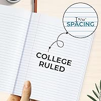 Vista 7 de Rosmonde 12 paquetes de cuadernos de composición universitarios con reglas, 200 páginas (100 hojas), 9-3/4 x 7-1/2, cuadernos de composición de tapa