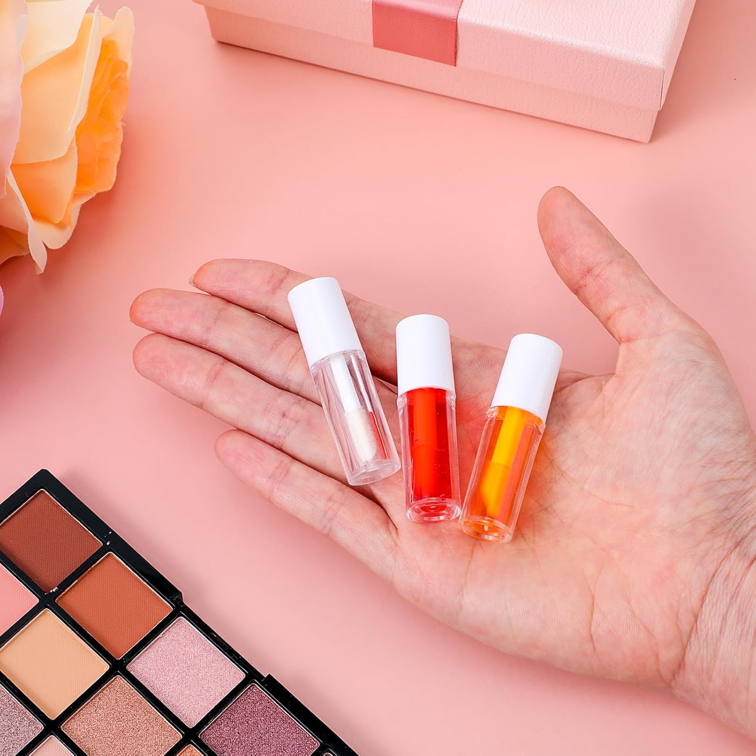 10PCS Mini Lip Gloss Tubes, 1.2 ml Clear Refillable Empty Lipgloss Tubes for Lipstick Balm Different Samples, Travel Refill Mini Lipgloss Tube Containers Women DIY Cosmetics with Rubber Inserts