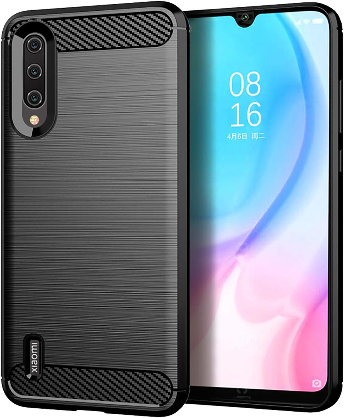 Bettop case for Xiaomi mi CC9E/A3 .Anti-Fingerprint Shockproof Carbon Fiber Design Flexible Soft TPU Brushed Texture Protective Case for Xiaomi mi cc9e/a3 (6.01"). (Black)