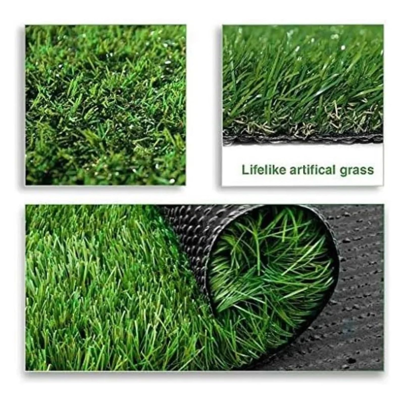 Tappeto Verde da Esterno Tappeto erboso Artificiale Spesso e Realistico 5FTX10FT (50 Piedi Quadrati) - Tappetino in Erba Sintetica for Giardini Interni ed Esterni