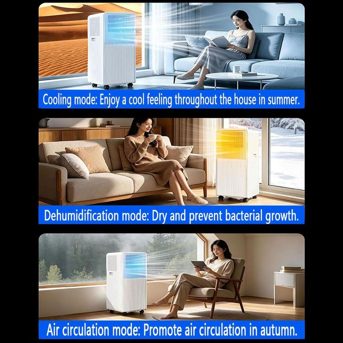 Condizionatore portatile mobile da 8000Btu con telecomando,for casa,ufficio