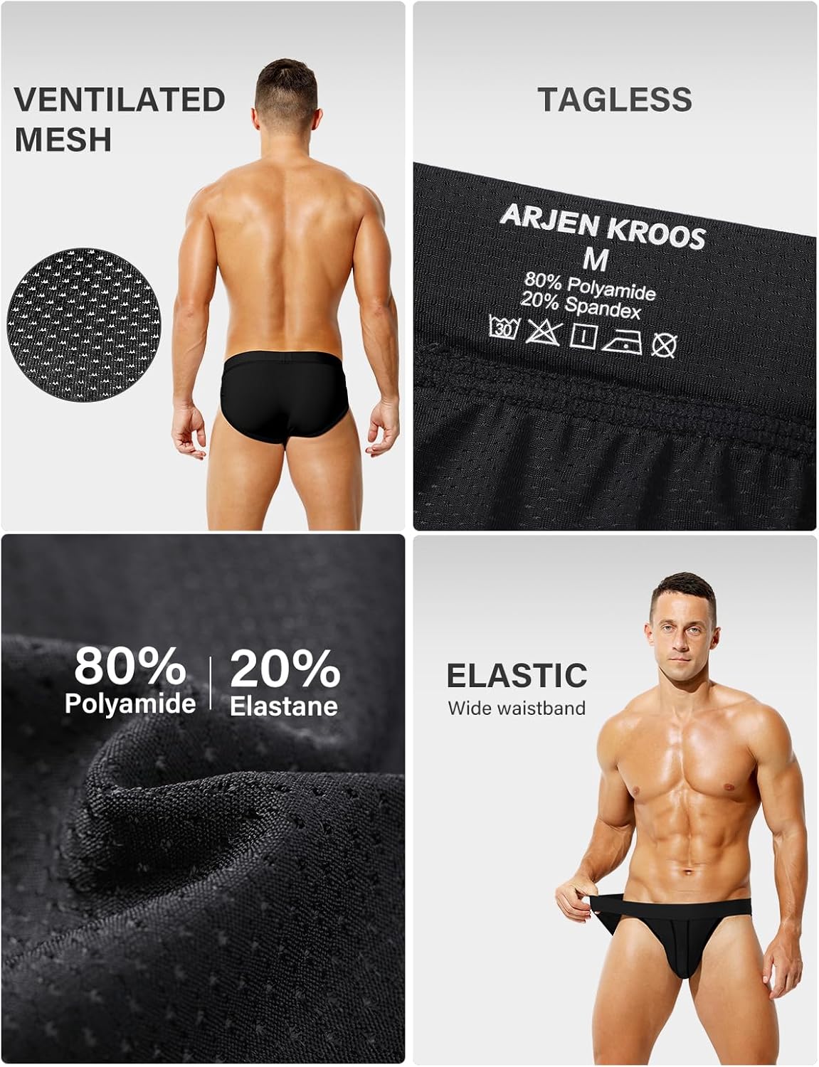Arjen Kroos Mens Briefs Mesh Men's Underwear Low Rise Waist Sexy Sports Underwear - Image 5