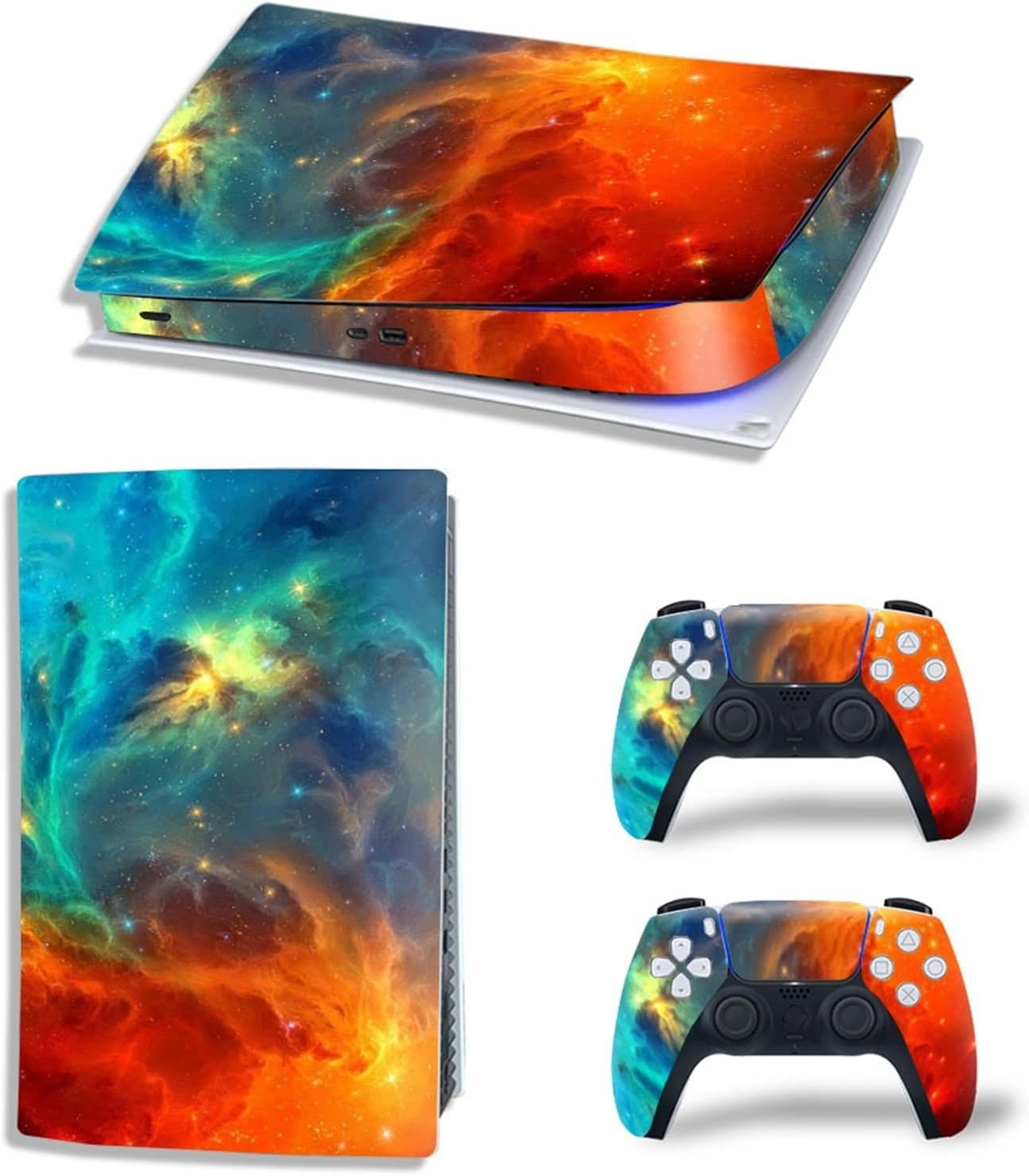 保護 PS5デジタル版コンソールと2つのコントローラー用のアニメデカールスキンビニールカバースキンラップ、気泡のない、耐久性のある、