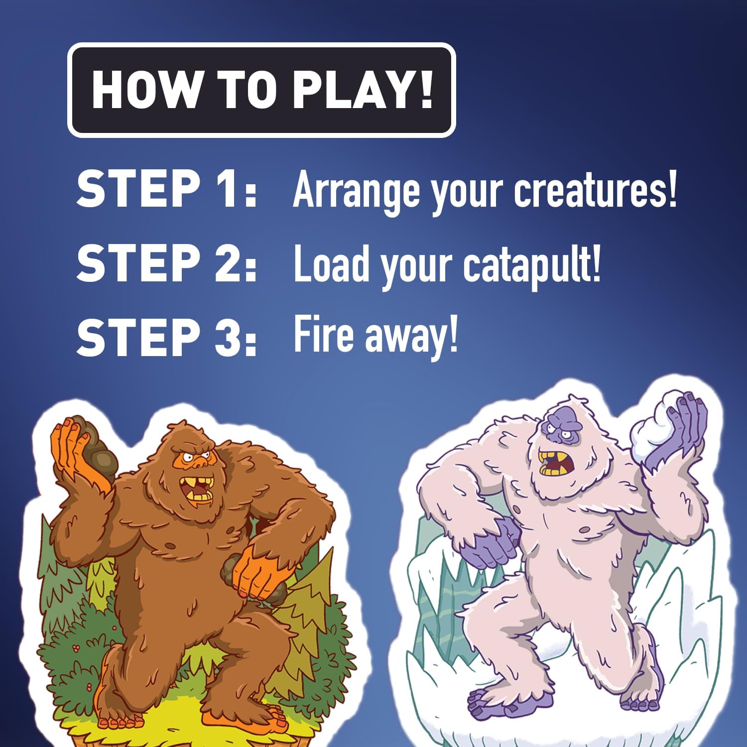 Bigfoot vs Yeti Catapult Game for Kids – Best Gift for Kids, Funny Cryptid Splat Attack Launching Battle Game, 2 Player Family Board Game, Interactive Skill & Action Toy for Ages 6+