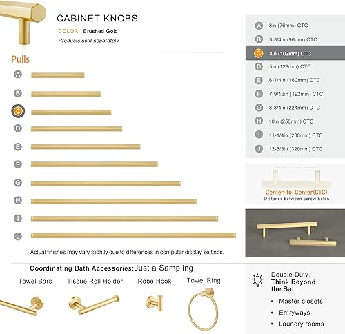 Miniatura 9 de QOGRISUN Paquete de 5 tiradores hexagonales de latón macizo para cajones, centro de agujero de 4 pulgadas, adecuados para accesorios de cocina,