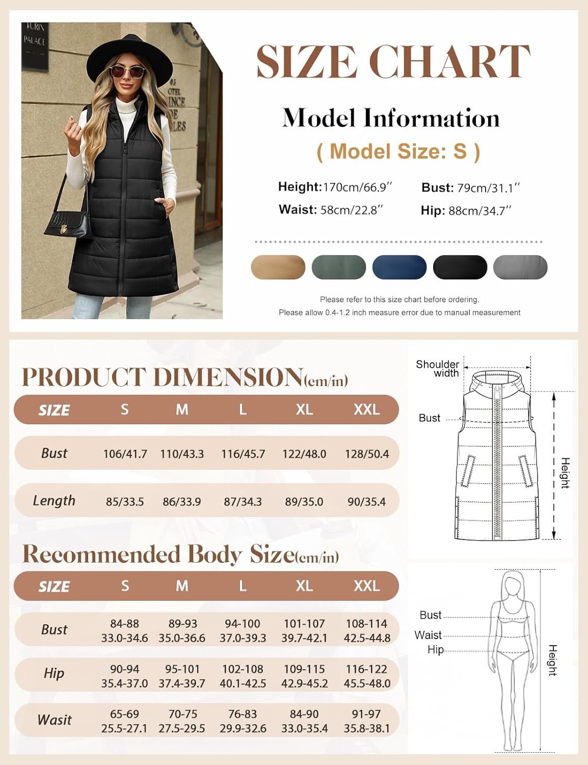 HEEKPEK Puffer Vest Women Long Hooded Sleeveless Zip Up Quilted Vests Outerwear Lightweight Puffy Jacket Fall Winter Coat - Image 5