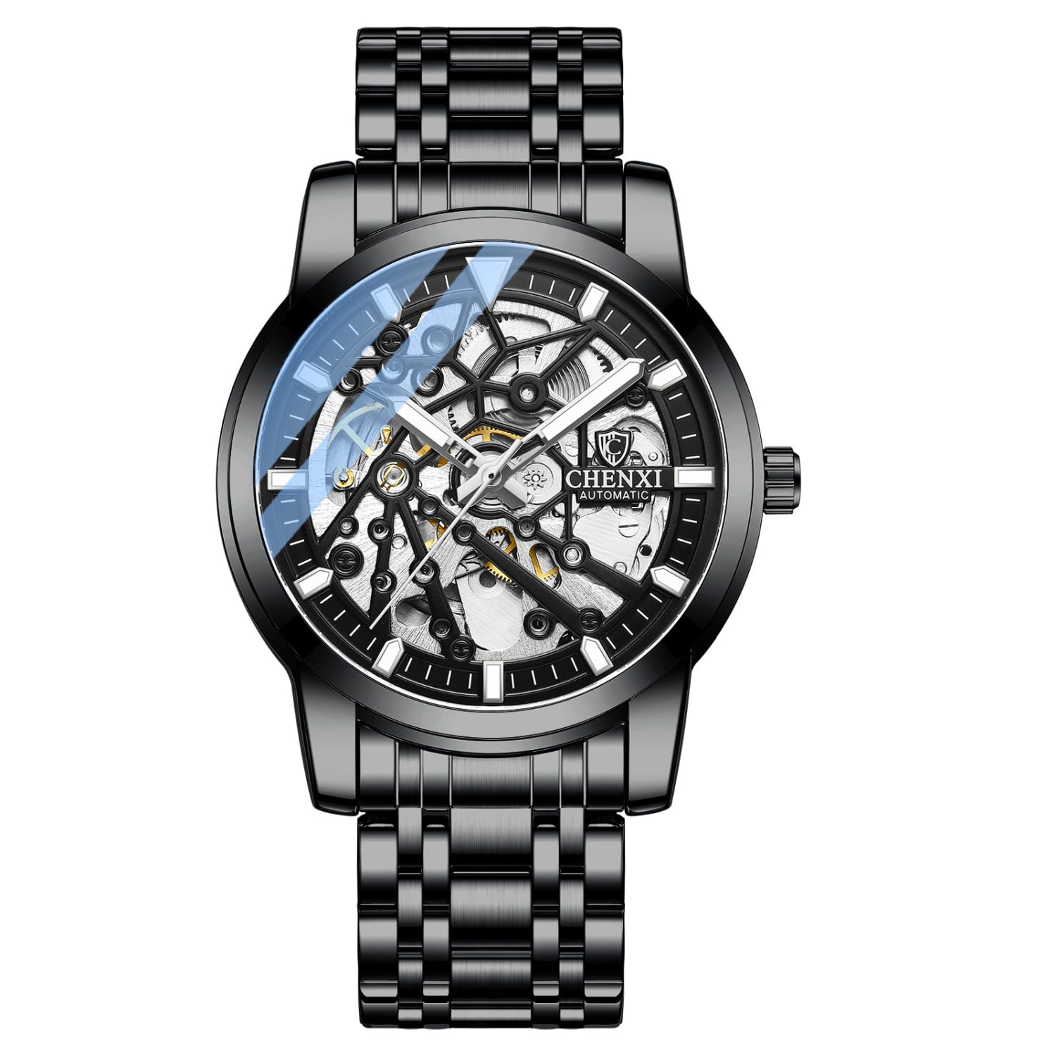Reloj de pulsera automático para hombre, de acero inoxidable, resistente al agua, luminoso, para actividades comerciales y deportivas