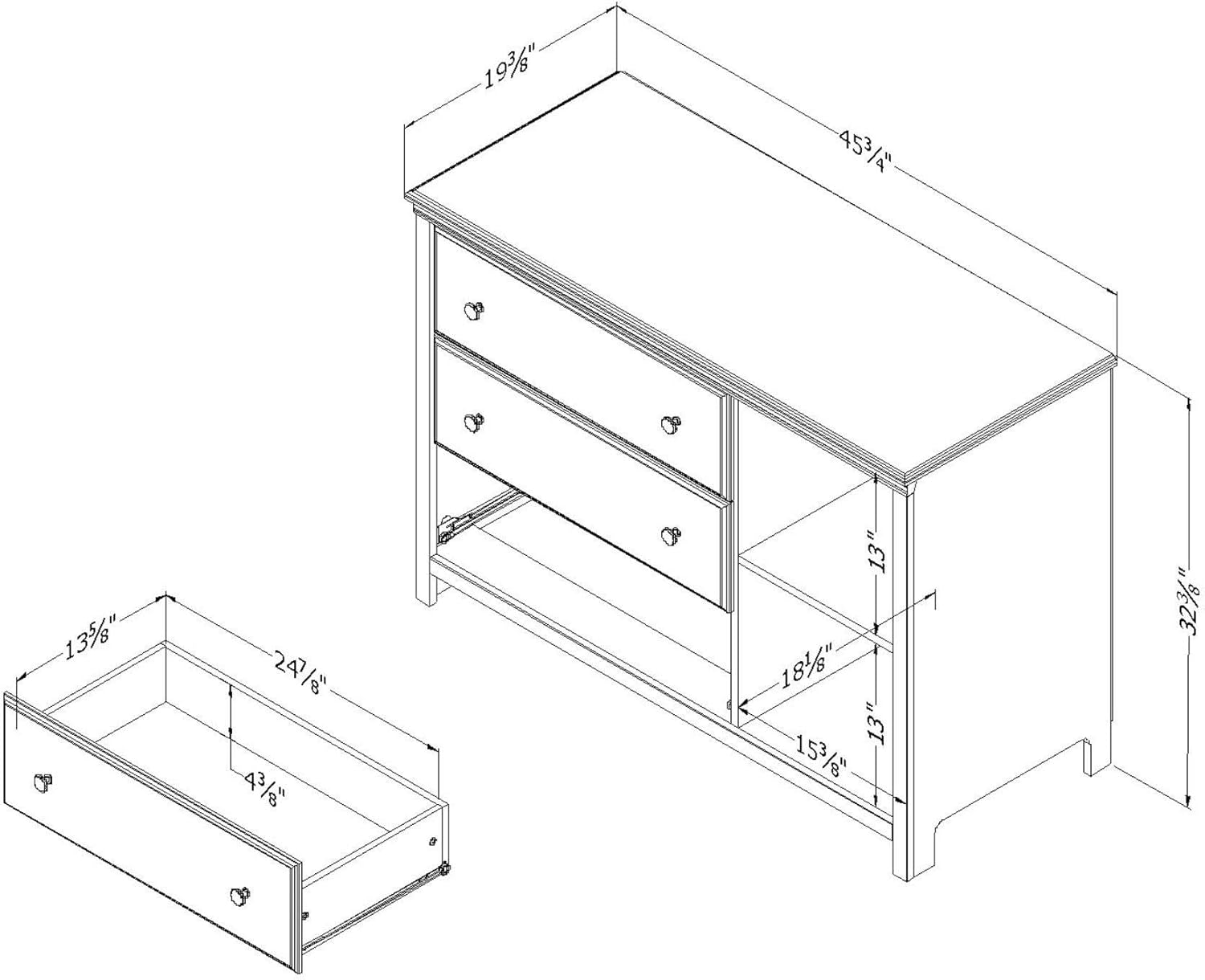 South Shore Cotton Candy 3-Drawer Dresser with Baskets-Blueberry