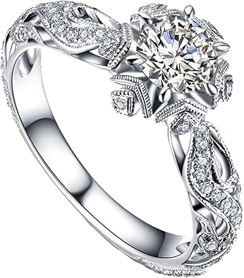 Clearance Rings,Women Natural Gemstones Crystal Love Heart Rings Engagement Wedding Bride Ring Jewelry Gift Silver, 8