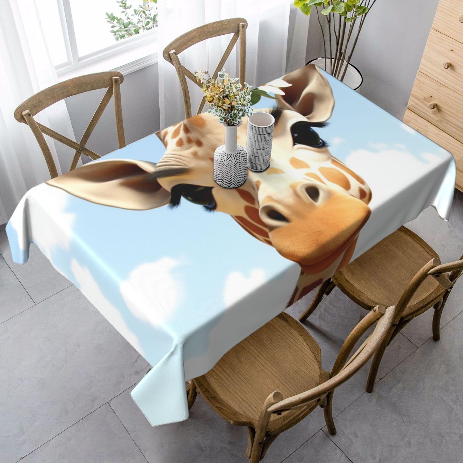 FodPand 35x55 Inch Tablecloth Stain and Wrinkle Resistant Table Cover Rectangular Washable Kitchen Table Cloth for Dinning Room Picnic Patio Party Decor, Giraffe