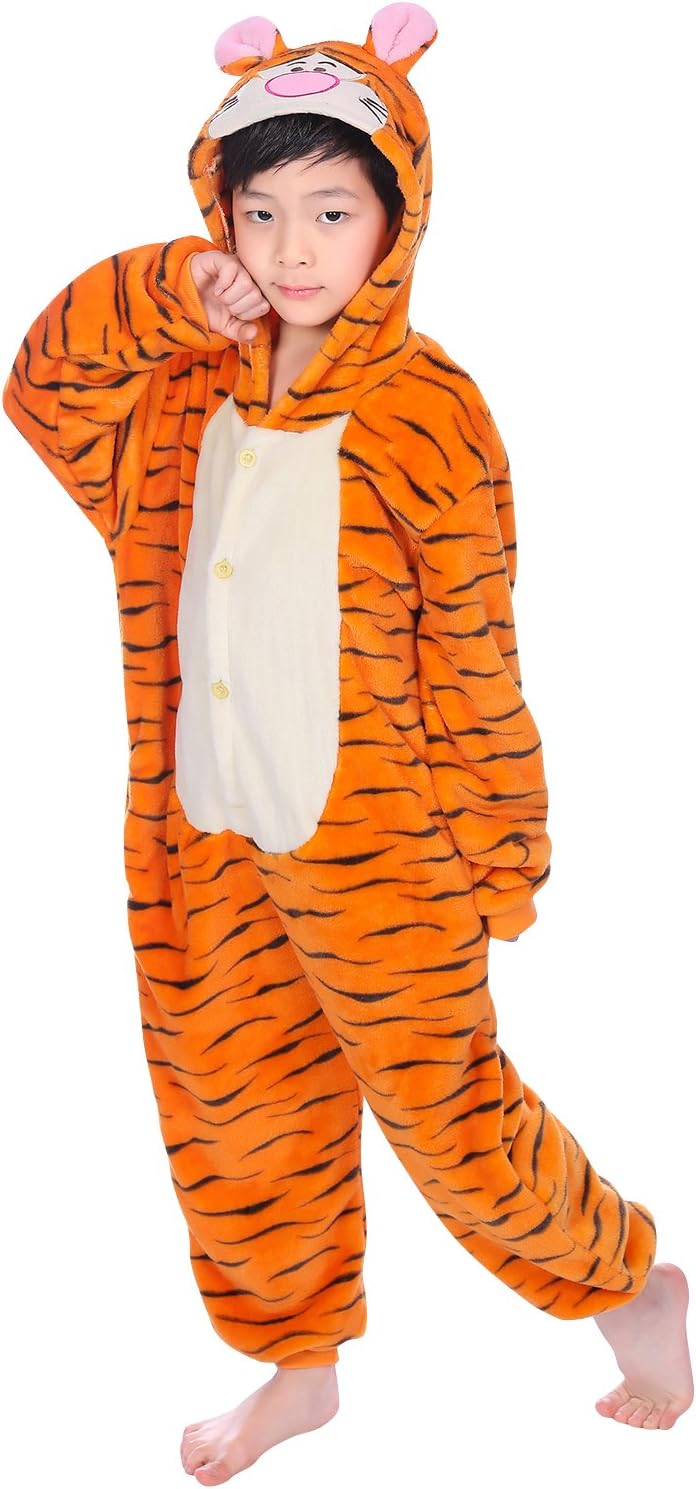Dolamen UKDolamen Kids Unisex Onesies Kigurumi Pyjamas, Girls Boys Flannel Animal Sleepsuit Nightwear Hoodie, Halloween Costume Clothing, Xmas, Cosplay Party