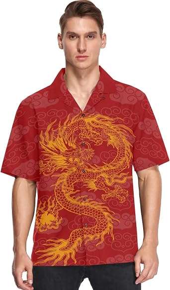 visesunny Mens Button Down Short Sleeve Dress Shirt Novelty Hawaiian Holiday Summer Funny Tops S-L