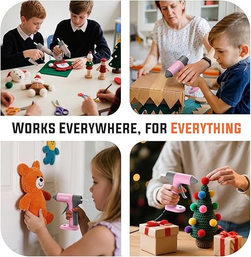 Miniatura 12 de Katerk Kit de pistola de pegamento caliente inalámbrica, calentamiento rápido de 30 segundos, mini pistola de pegamento con 20 barras de pegamento