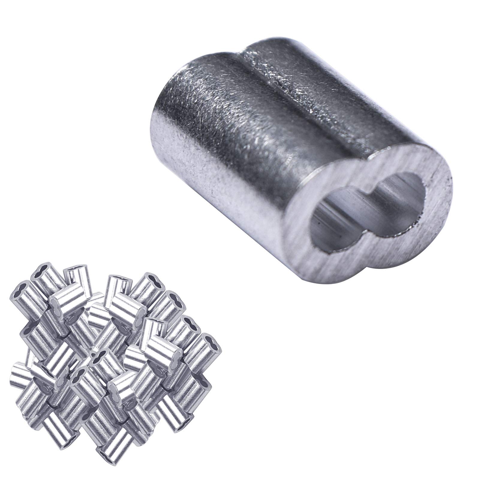 100pcs Aluminum Crimping Loop Sleeve Ferrules for 2mm Wire Rope Cable
