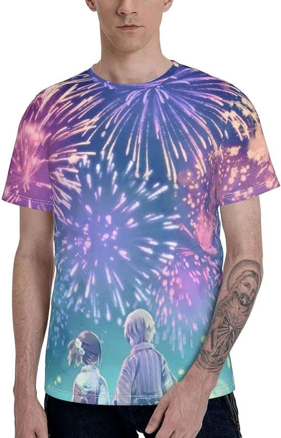 Amazon Co Jp 人気 ファッション 打ち上げ花火 下から見るか 横から見るか 6 メンズ 半袖 Tシャツ 柔らかい 快適 半袖 トップス ィーシャツ カジュアルtシャツ 夏服 通気性 半袖 Tシャツ 四季通用 吸汗速乾 スポーツ シャツ ファッション