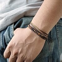 Vista 240 de Handmade Natural Stone Beaded Healing Bracelet Gift for Men Adjustable Rope String Bracelet (picasso jasper, Adjustable)