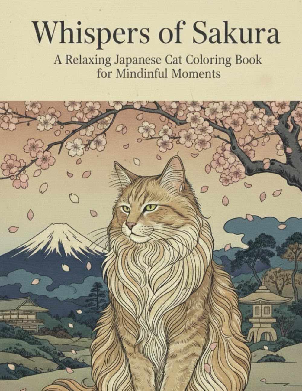 Whispers of Sakura: A Relaxing Japanese Cat Coloring Book for Mindful Moments