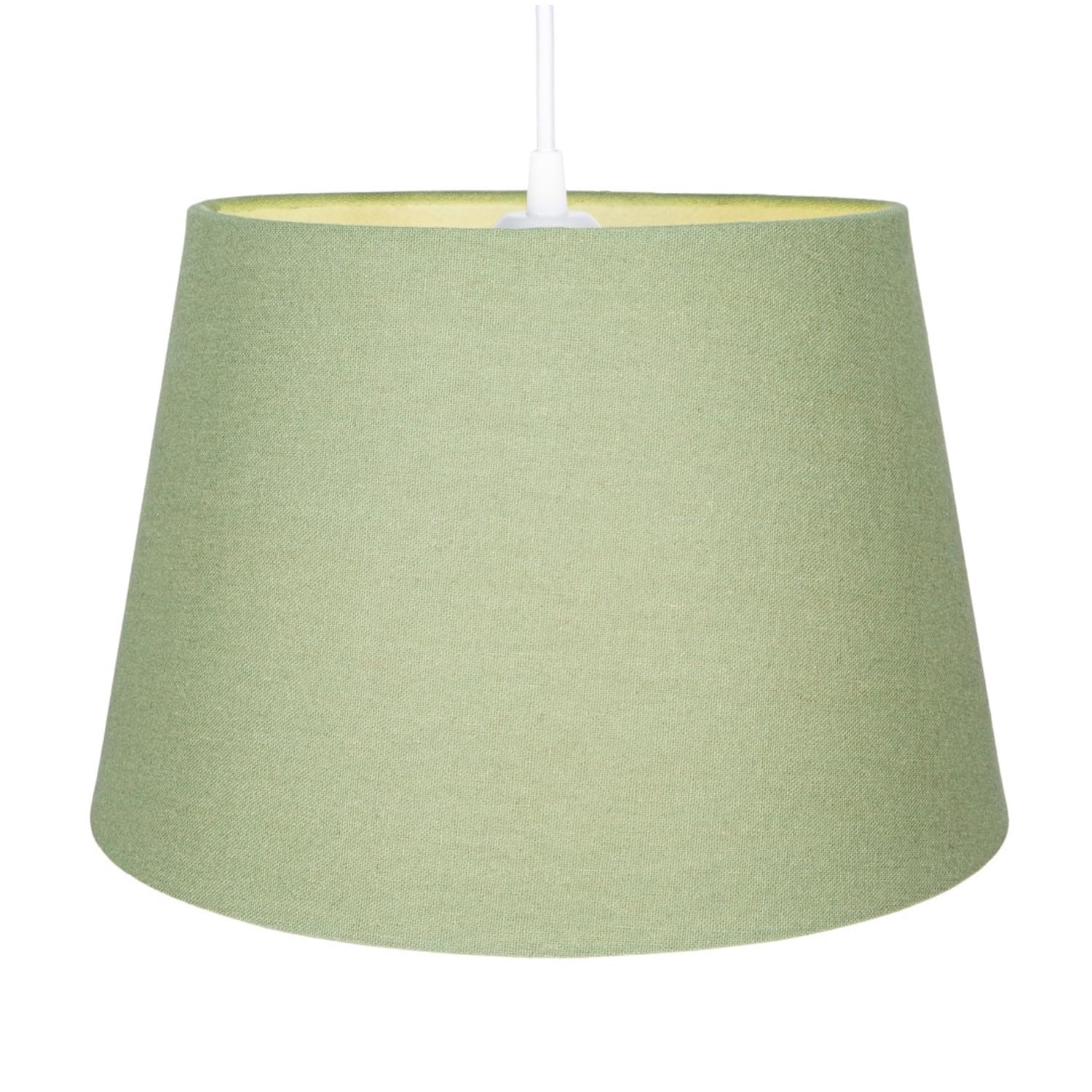 Classic and Traditional 10 Inch Olive Green Linen Fabric Drum Table or Pendant Lamp Shade 60w Maximum | Inner Cotton Lining by Happy Homewares — view 2
