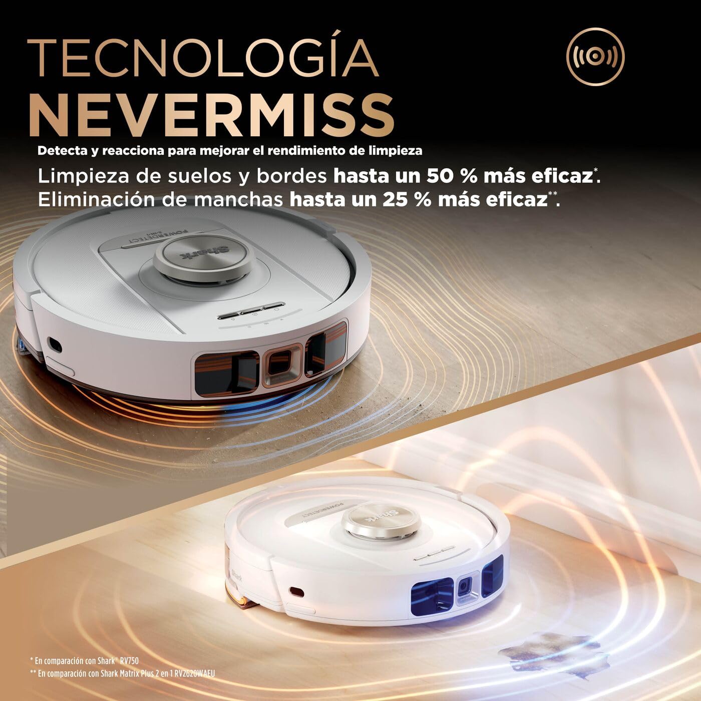 Shark PowerDetect, Robot Aspirador y Mopa 2 en 1, Blanco, AV2800ZEEUWH | Base NeverTouch Pro con Limpieza, Carga y Vaciado Automáticos, 60 Días, Navegación 3D y LiDAR, NeverStuck, Wifi/app