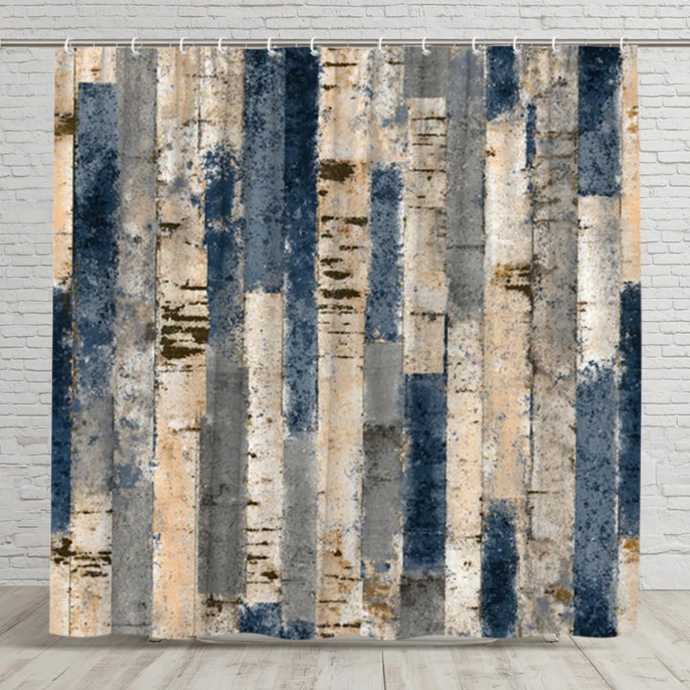 Rideau de douche rustique 180x210 cm en polyester beige