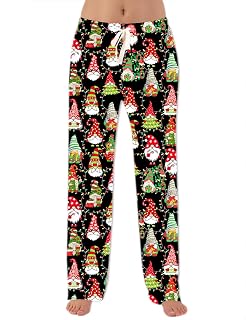 Womens Christmas Halloween Pajamas Pants Comfy Loose Stretchy Pajama Bottoms with Pockets