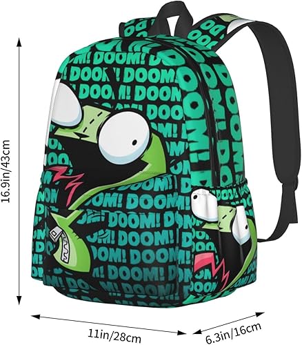 Miniatura 4 de Mochilas Invader Anime Zim Mochila ajustable para laptop Bolsa de hombro doble para mujeres hombres escalada compras trabajo, Negro -, Mochilas