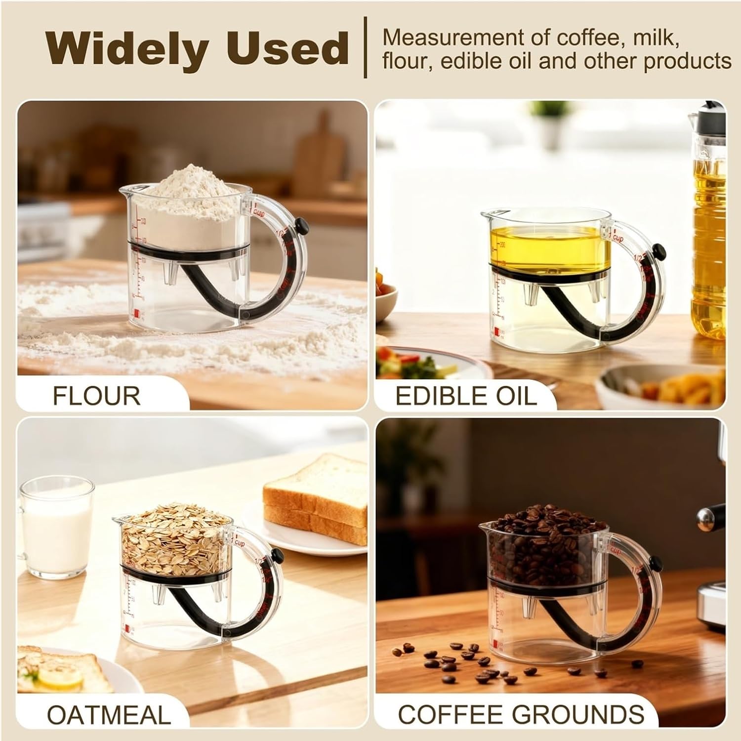4-IN-1 Measuring Cup Adjustable MultiFunctional Measuring Cup with Scraper-Style Seal(2pcs)