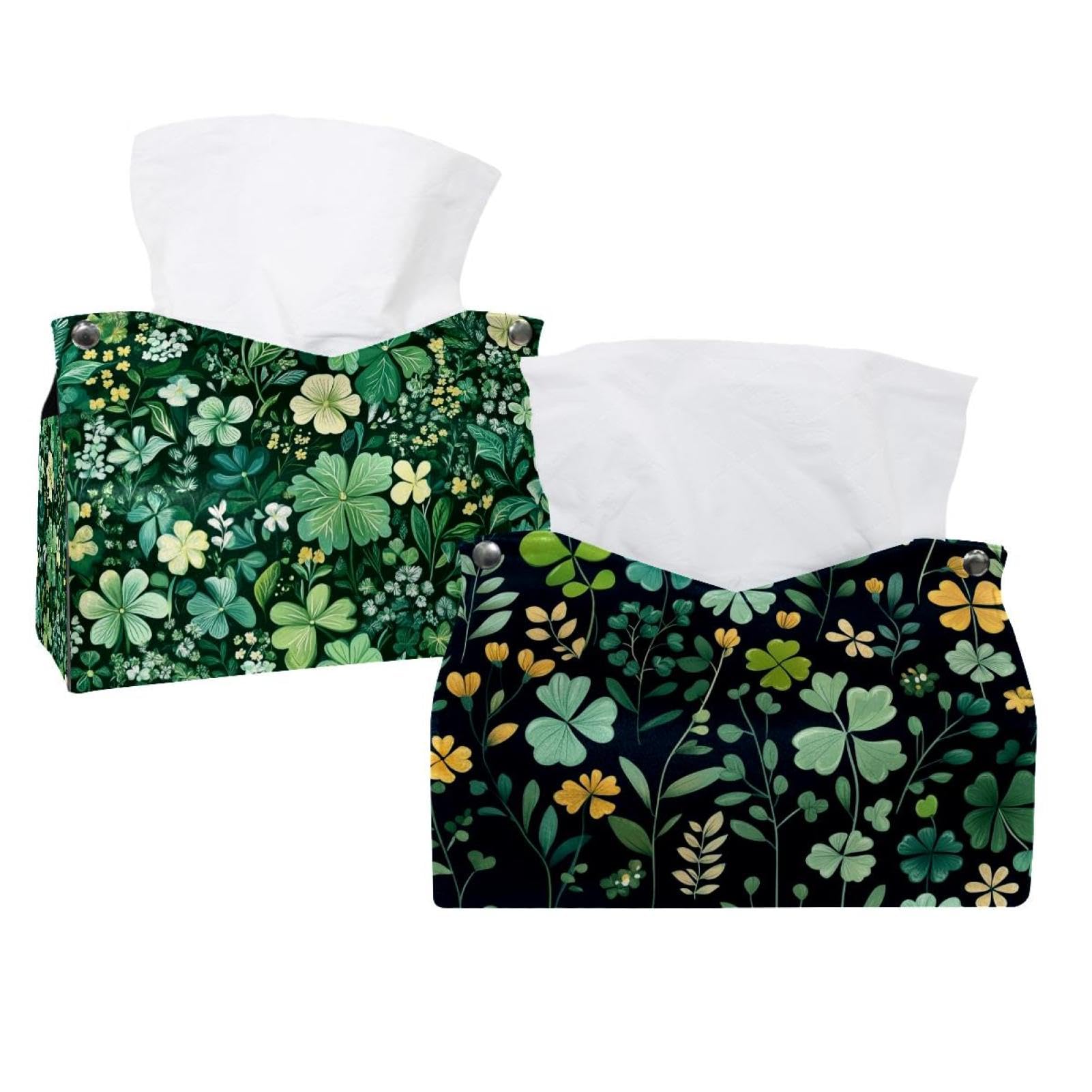 Boîtes à mouchoirs trèfle déco de table Saint-Patrick pour salon et commode