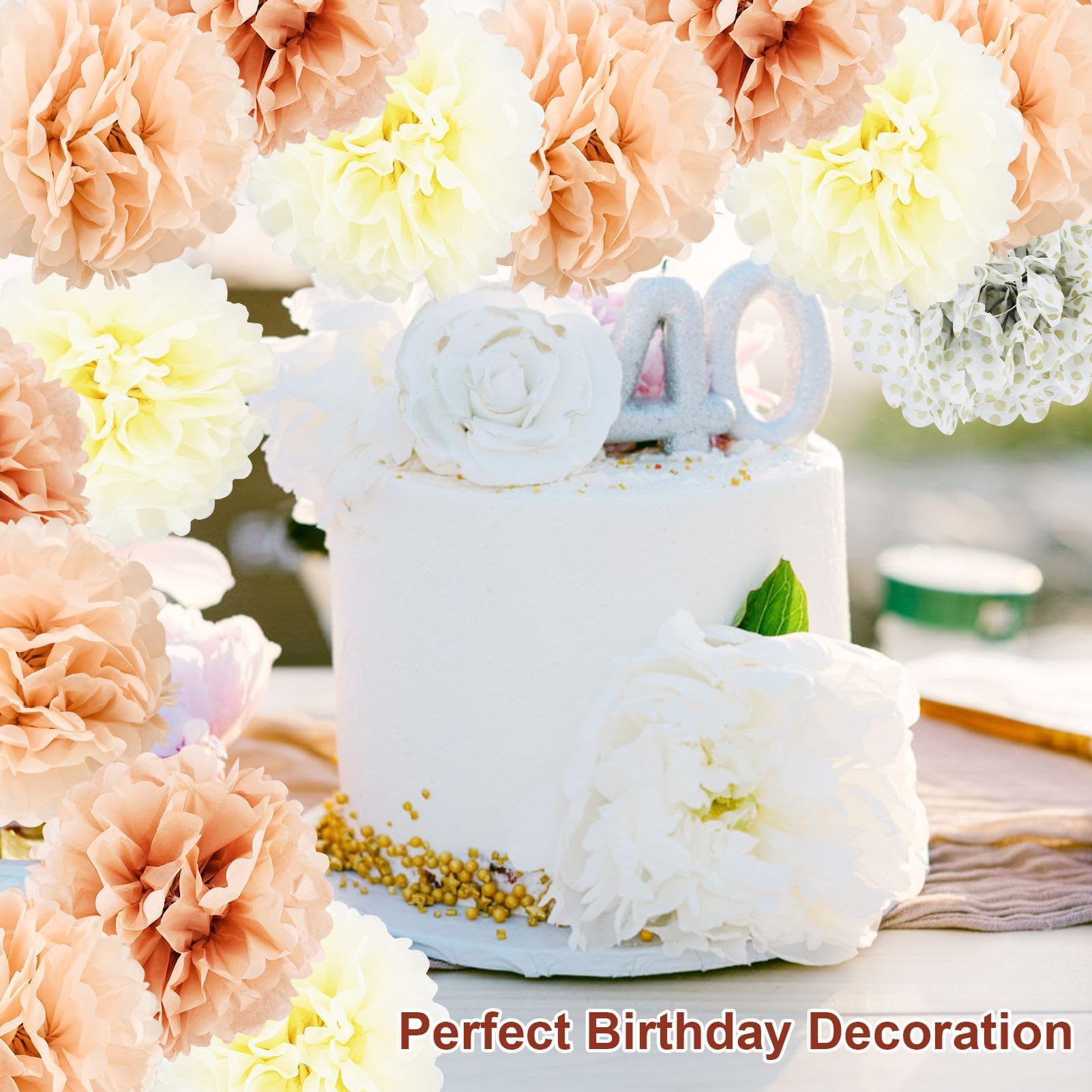 Decoration Mariage Rose Et Blanc Pompon Papier De Soie Rosace Lanterne