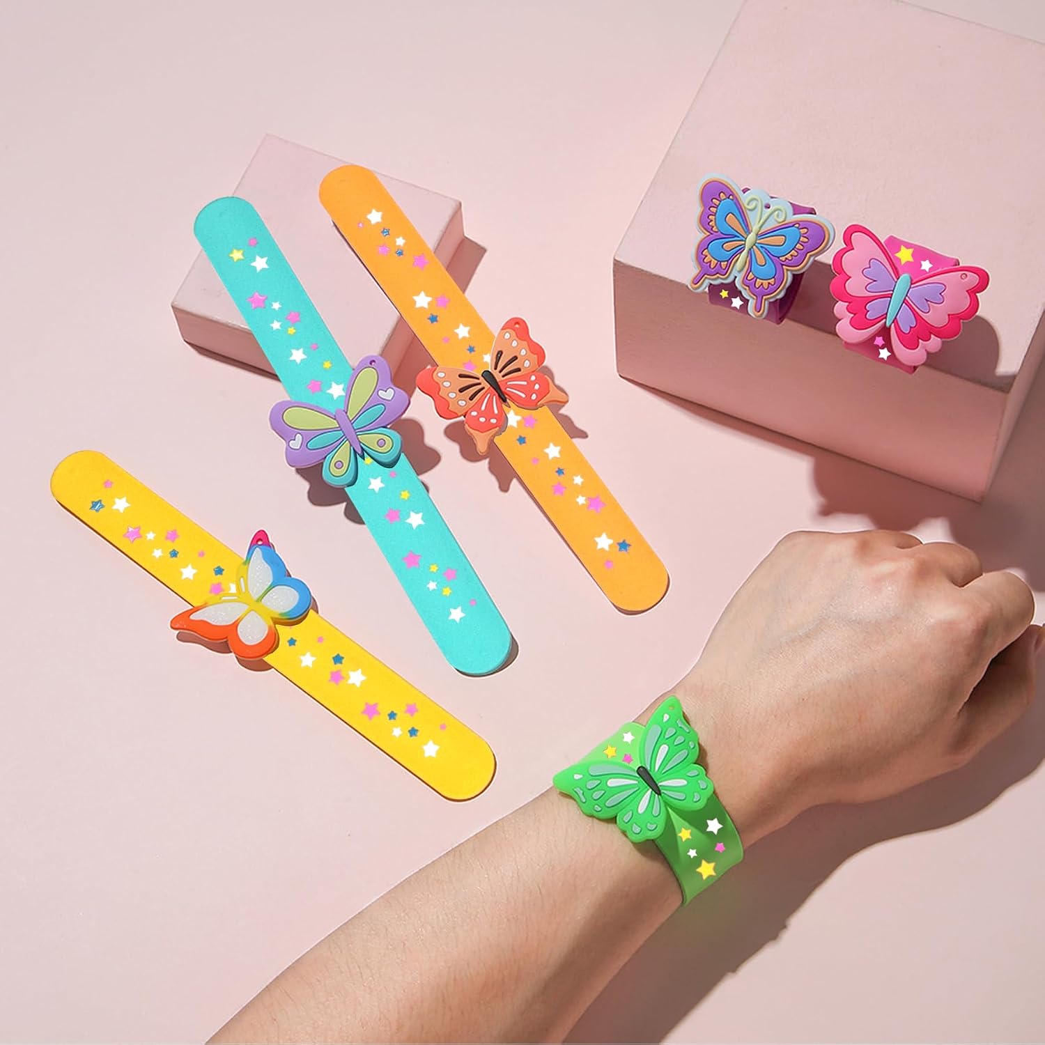 LOCHSOEL-Butterfly Slap Bracelets - Silicone Wristbands for adults -Perfect for decorations, birthday gifts, and more (6-pack)